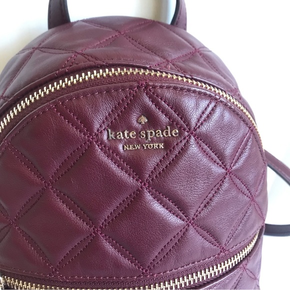 Kate Spade Mini Natalia Quilted Leather Convertible Backpack 🎈 Cherrywood $339 - Picture 11 of 16